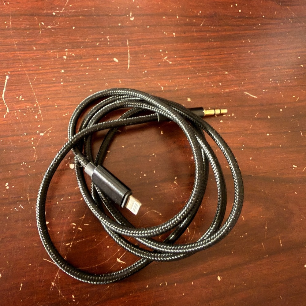 Black Audio Cable for Cell Phones (lightning to Aux) 38”